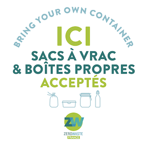 Ici sacs à vrax et boites propres acceptés / Bring your own container